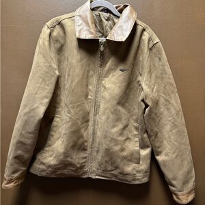 Men's Tan Bomber Jacket with Brown Collar